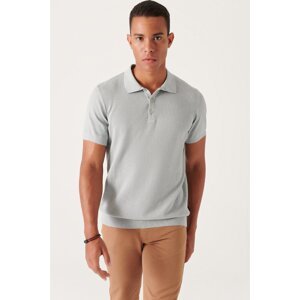 Avva Men's Gray Textured Polo Collar Slim Fit Slim Fit Knitwear T-shirt