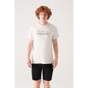 Avva Men's Ecru Soft Touch See-through Printed Modal T-shirt