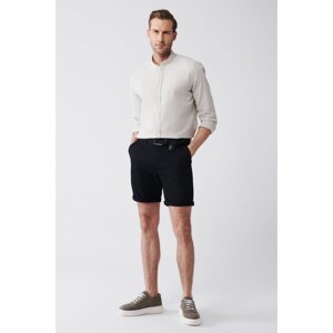 Avva Men's Black Dobby Flexible Relaxed Fit Comfortable Cut Chino Canvas Shorts