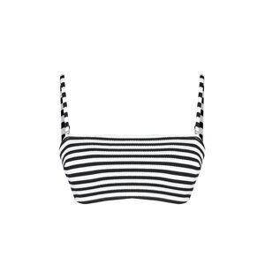 Trendyol Black-White Striped Strapless Textured Hipster Bikini Top