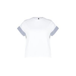 Trendyol Curve White Line Fabric Detailed Oversize Knitted T-Shirt