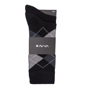 Avva Men's Black Patterned 2-Pack Socket Socks