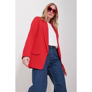 Trend Alaçatı Stili Women's Red Shawl Collar Lined Jacket
