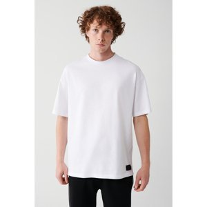 Avva Men's White Oversized Crew Neck 100% Cotton T-shirt