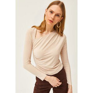 Olalook Women's Stone One-Shoulder Lycra Sandy Blouse