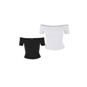 Dámské tričko Organic Off Shoulder Rib - 2 Pack černé+bílé