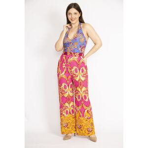 Şans Women's Colorful Large Size Barbell Colored Jumpsuit