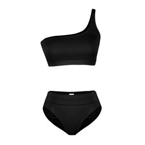 Trendyol Black One-Shoulder High Waist Regular Bikini Set