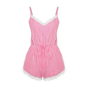 Trendyol Pink-Multicolored Striped Lace Detailed Woven Jumpsuit