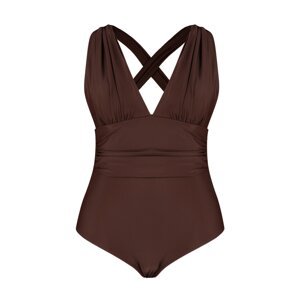 Trendyol Curve Brown Deep V Back Cross-Recovery Swimsuit