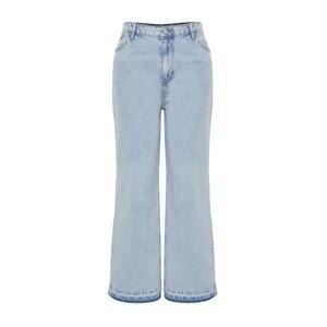 Trendyol Curve Light Blue Leg Color Block Wide Cut Jeans