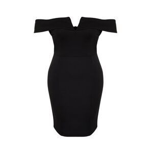 Trendyol Curve Black Double Layer Collar Detailed Knitted Dress