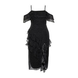 Trendyol Curve Black Polka Dot Maxi Woven Dress