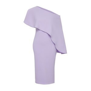 Trendyol Lilac Single Sleeve Asymmetric Collar Elegant Evening Dress