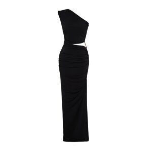Trendyol Limited Edition Black Fitted Evening Dress With Accessory