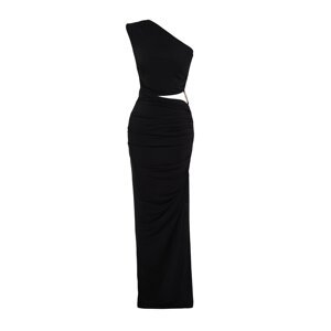 Trendyol Limited Edition Black Body-Fitting Evening Long Dress with Accessories