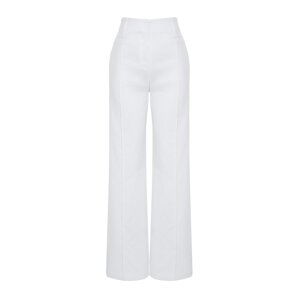 Trendyol Ecru Limited Edition Ribbed Woven Trousers
