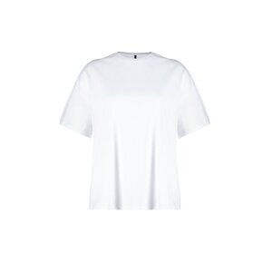 Trendyol Curve Ecru 100% Cotton Premium Oversize/Wide Fit Crew Neck Knitted T-Shirt