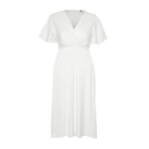 Trendyol Curve White Satin Woven Plus Size Dress