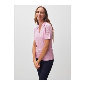 Jimmy Key Pink Short Sleeve Polo Neck Basic T-Shirt