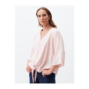 Jimmy Key Light Pink Three Quarter Sleeve Front Tie Shirt