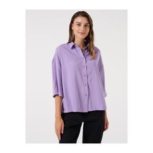 Jimmy Key Lilac Wide Cut Three Quarter Sleeve Linen Shirt