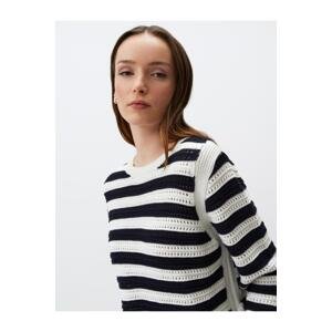 Jimmy Key Ecru Long Sleeve Striped Knitwear Sweater