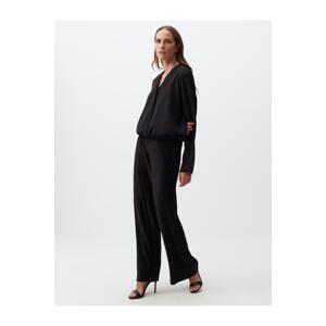 Jimmy Key Black High Waist Wide Leg Pleated Trousers