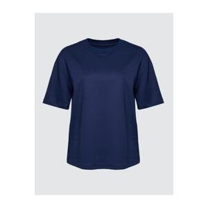 Jimmy Key Navy Blue Crew Neck Short Sleeve Oversize T-Shirt