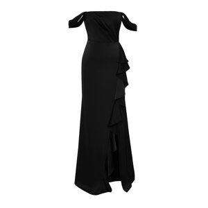 Trendyol Black Flounce Satin Long Evening Dress