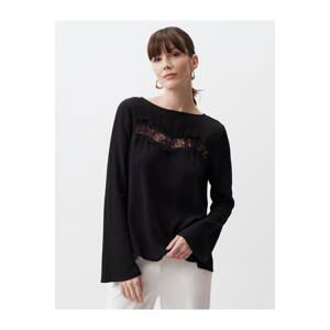 Jimmy Key Black Long Sleeve Lace Detailed Blouse