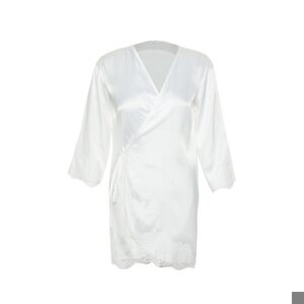 Trendyol White Bride Satin Lace and Tie Detailed Woven Dressing Gown