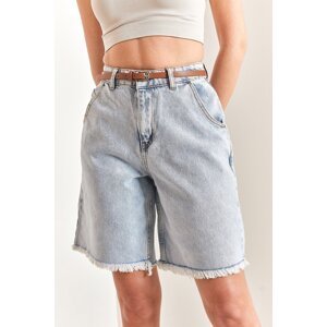 Bianco Lucci Women's Tasseled Denim Shorts