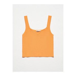 Dilvin 10384 Square Neck Decollete Knitwear Undershirt-Orange