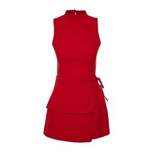 Trendyol Red Tie Detailed Mini Woven Short Skirt Jumpsuit