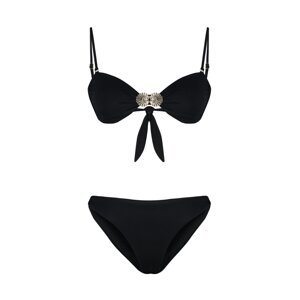 Trendyol Black Plain Strapless Accessory Regular Bikini Set