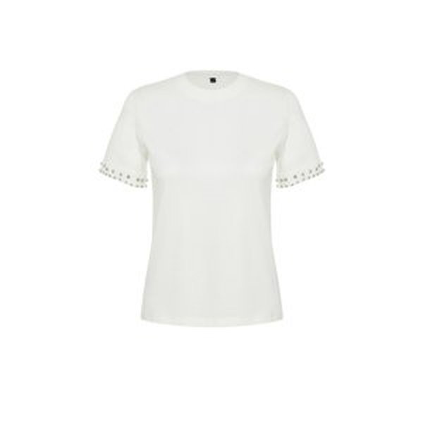 Trendyol White Stone Accessory Detailed Regular Pattern Knitted T-Shirt
