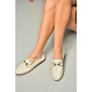 Fox Shoes S944037903 Beige Genuine Leather Women's Flats