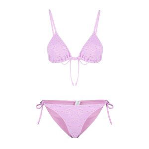 Trendyol Pink Triangle Tie Textured Bikini Set