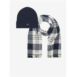 Sada pánské čepice a šály v tmavě modré barvě Jack & Jones Frost - Pánské