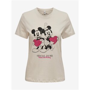 Béžové dámské tričko ONLY Mickey - Dámské