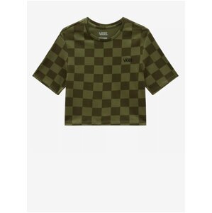 Zelené dámské kostkované cropped tričko VANS Checker - Dámské