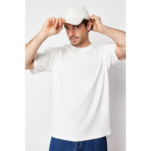 Trendyol Ecru Men's Oversize Back Printed 100% Cotton T-Shirt