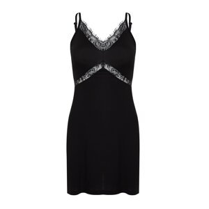 Trendyol Black Lace Detailed Viscose Knitted Nightgown