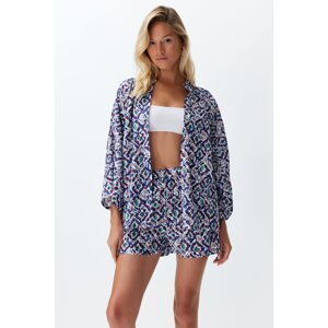 Trendyol Abstract Patterned Woven Shirt Shorts Set