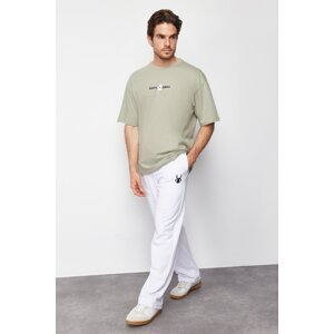 Trendyol White Men's Oversize/Wide Cut Embroidered Sweatpants