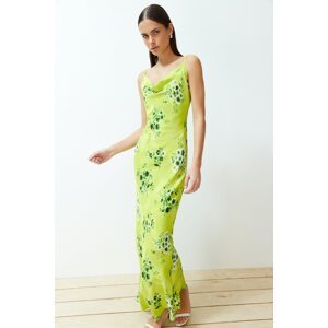 Trendyol Green Cuffed Collar Strap Maxi Woven Dress