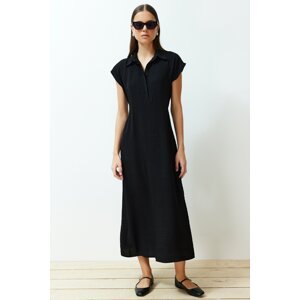 Trendyol Black A-line Shirt Collar Woven Maxi Dress