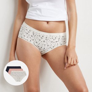 DIM LES POCKETS COTTON BOXER 3x - Women's cotton panties 3 pcs - white - black - pink