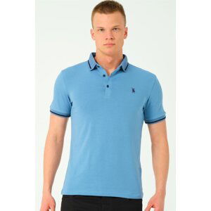 T8586 DEWBERRY MEN'S POLO NECK T-SHIRT-INDIGO-2